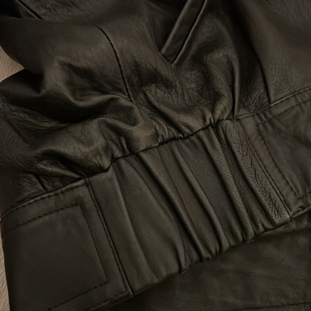 OVERSIZED BOMBER JACKET 80s MAGLIA like HAILEY BEIBER'S Leather Black VINTAGE - Picture 14 of 16